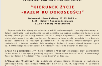 Przejdź do wpisu Spektakle profilaktyczne dla uczniów szkół z terenu powiatu dąbrowskiego.